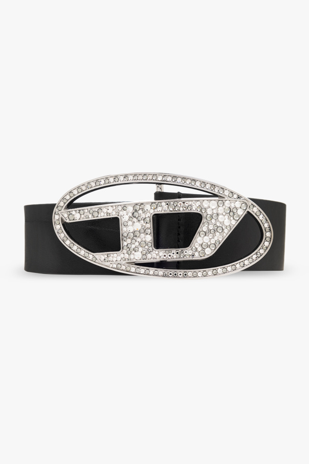 Black 'OVAL D LOGO B-1DR' belt Diesel - SchaferandweinerShops HK